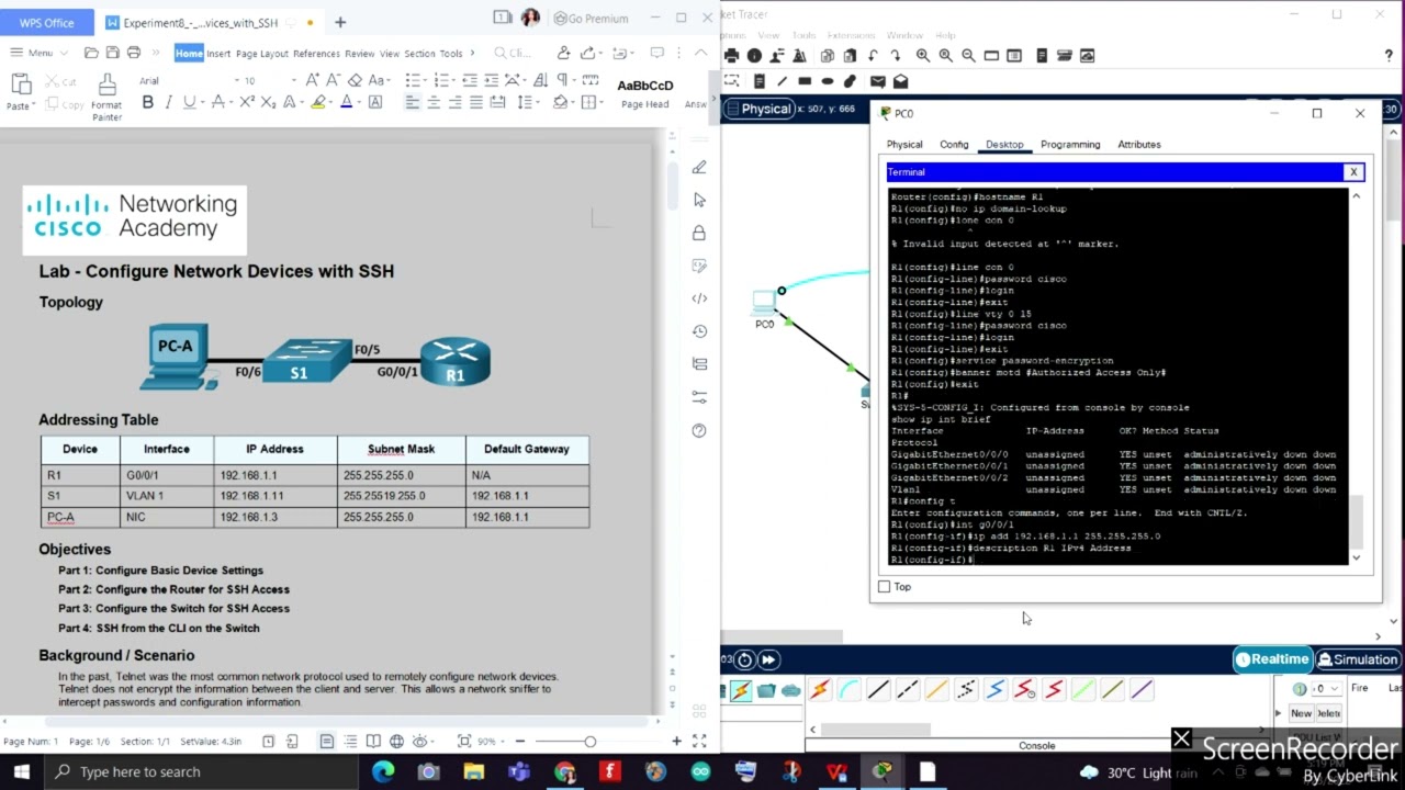 Configure Network Devices with SSH |Exp8| Data Communications Lab