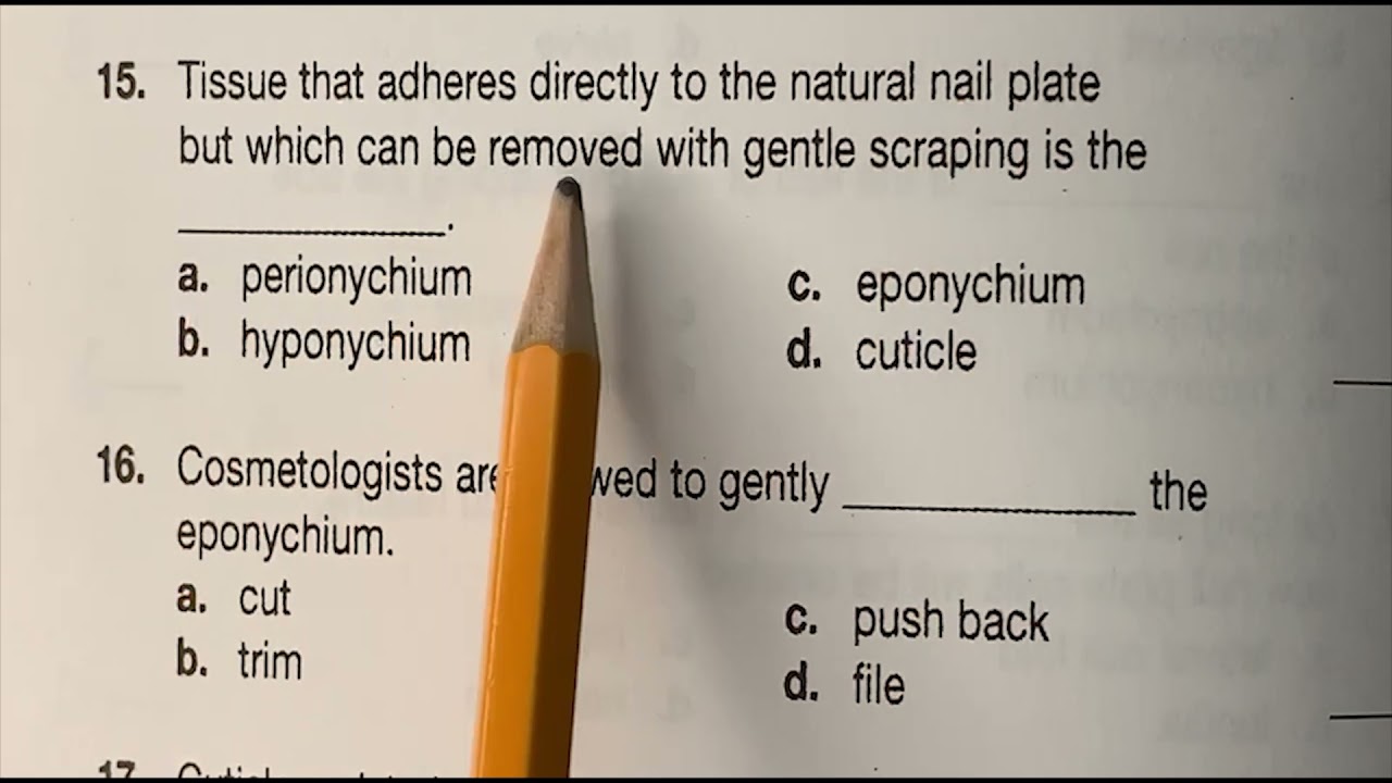 Cosmetology Written Exam Review Chapter 9 Nail Structure & Growth