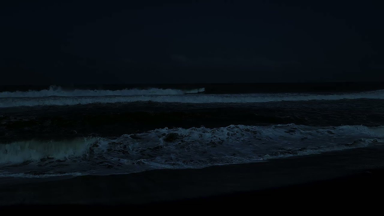 Relaxing Ocean Waves Night - Calm The Mind, Release of Melatonin and Toxin  Healing Sleep Music