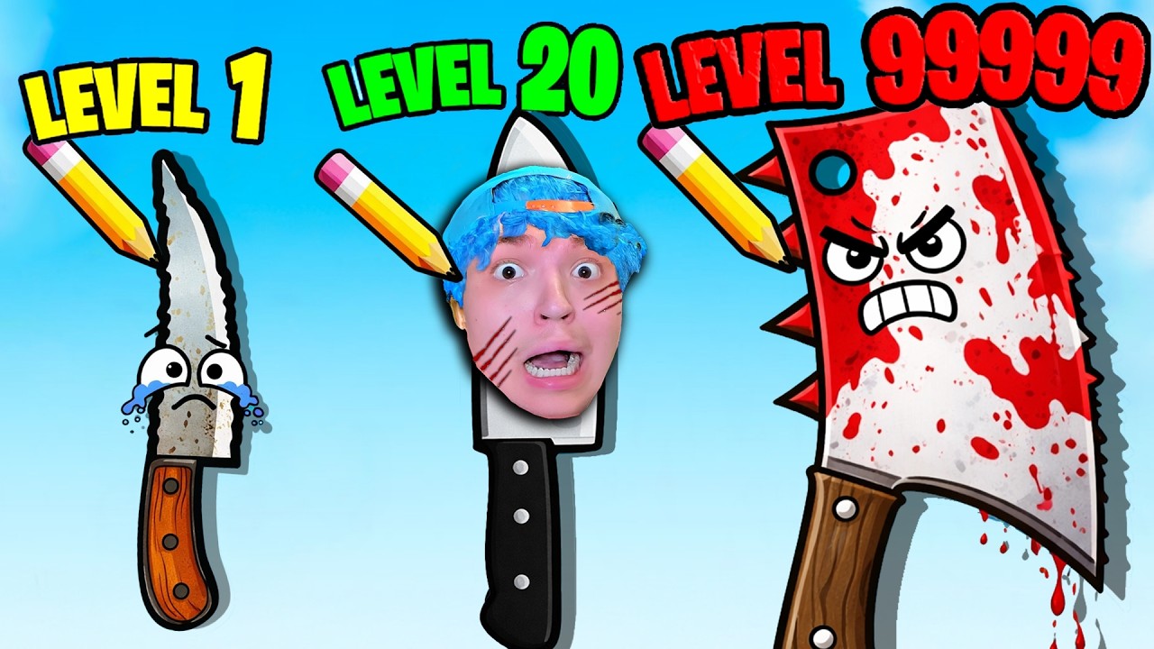 DESENHEI UMA FACA NOOB NÍVEL 1 E FUI ATÉ A FACA HACKER 999.999!!
