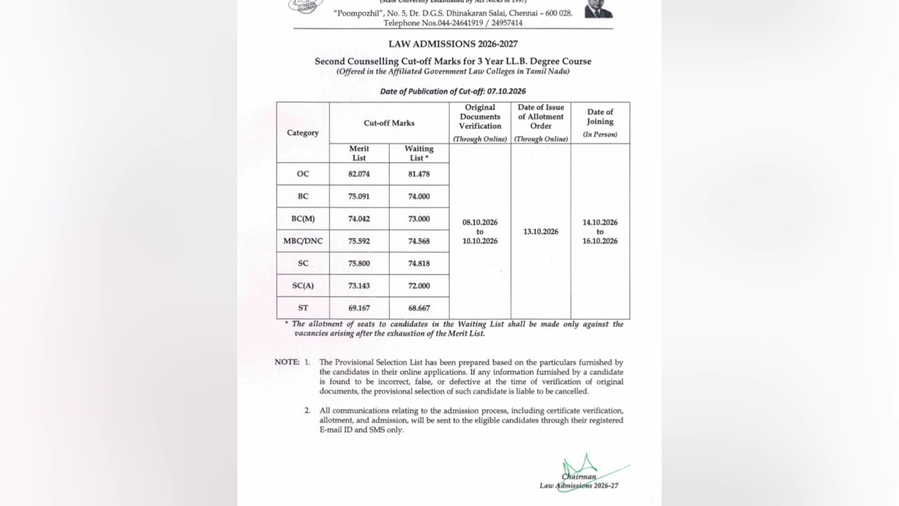 3-Year Affiliated 2nd Counseling is Out 🥳🥳🥳 Law Admission Update 2026 #tndalu #lawadmission