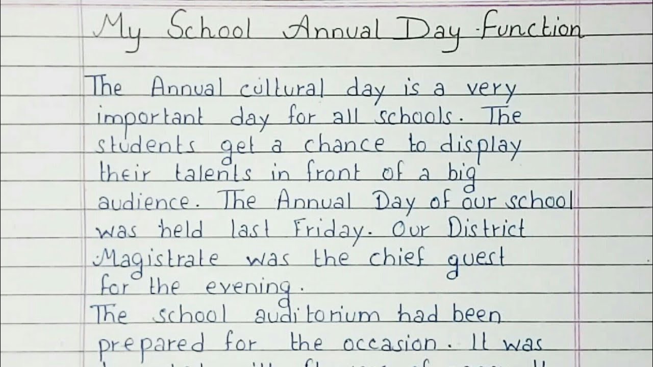 Write an essay on My School's Annual Day Function | Essay Writing | English
