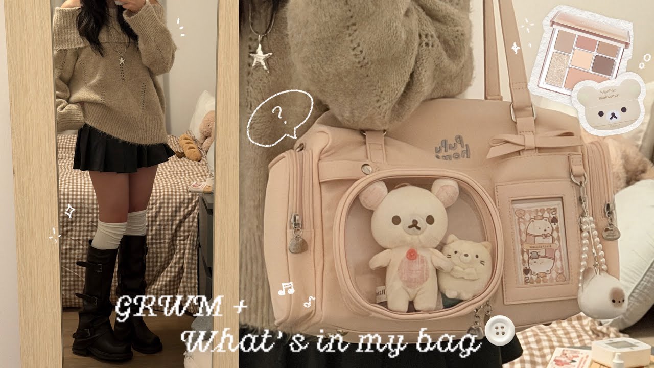 GRWM + What's in my bag 🧸🥞₊˚⊹⋆ Simple lookbook (ft. Judydoll & ChicChoi)
