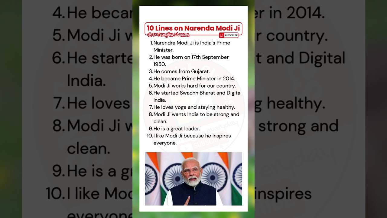 10 Lines on Narendra Modi in English | 10 Lines on Narendra Modi | Essay on Narendra Modi in English
