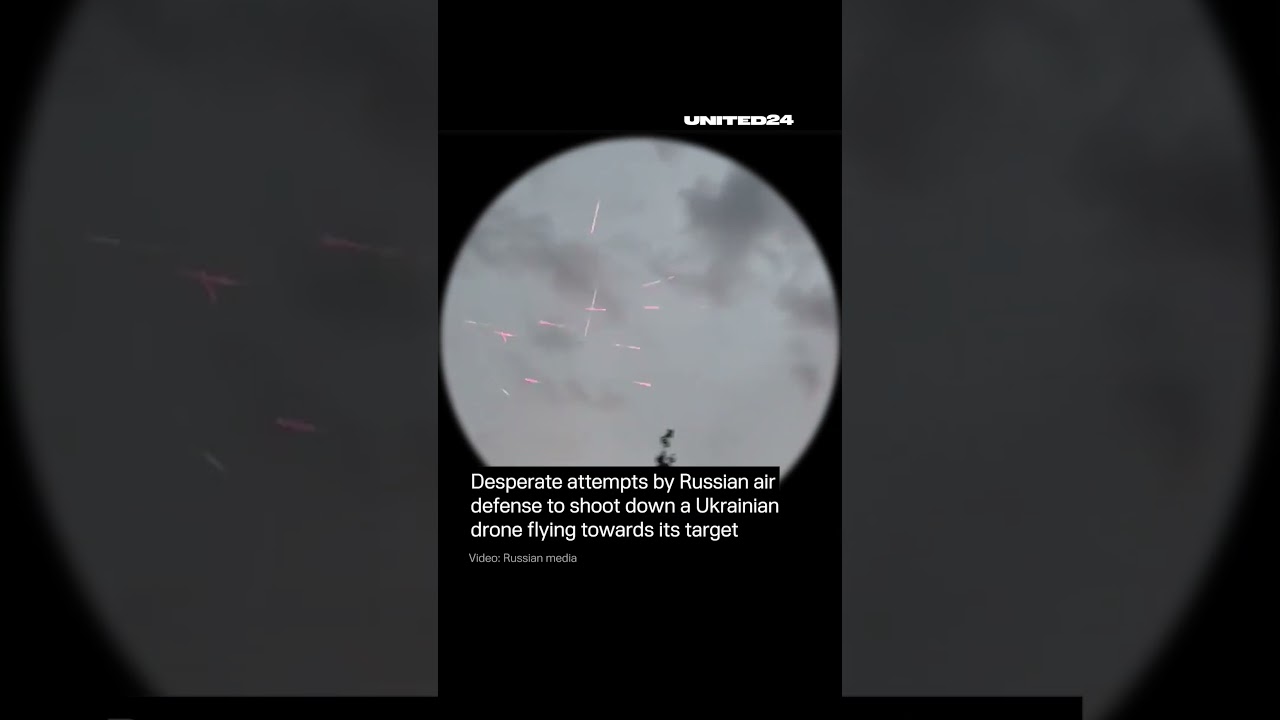Desperate Attempts to Shoot Down Ukrainian Drone by Russian Air Defense #warinukraine
