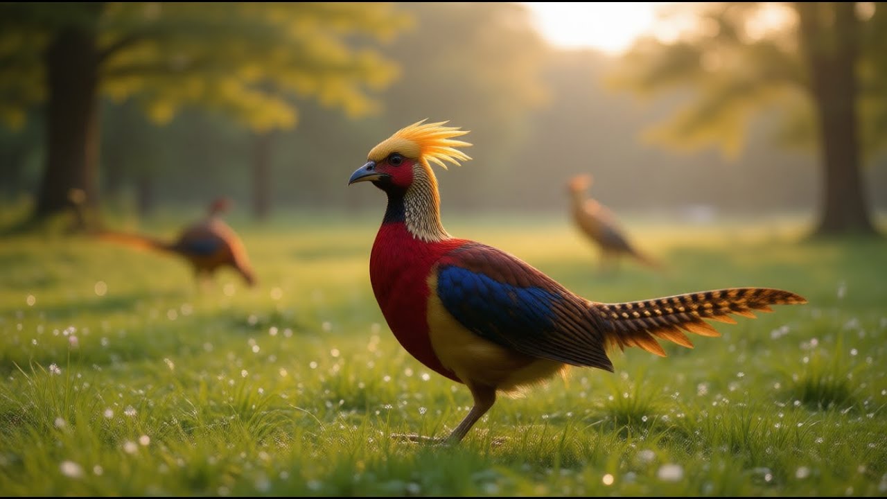 Beautiful Golden Pheasant Forest Scene | Relaxing Nature Sounds & Tranquil Wildlife Atmosphere