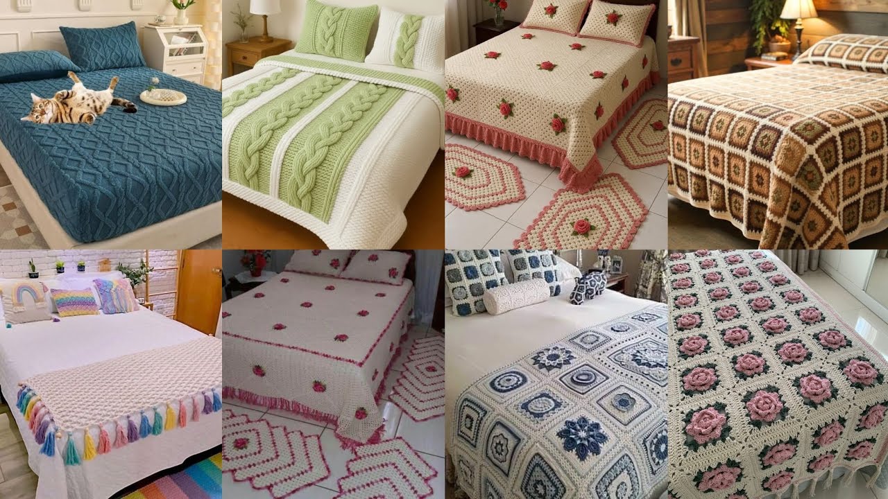 Very Attractive Free Crochet Patterns Crochet 🧶 Badsheet With Cushion Top Trending Ideas 