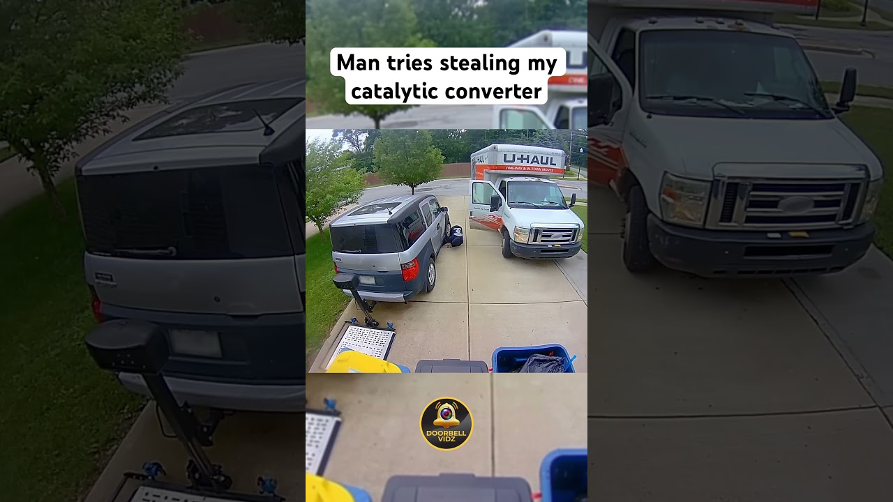 Man tries cutting off my catalytic converter in a U-haul van #caughtoncamera #catalyticconverter