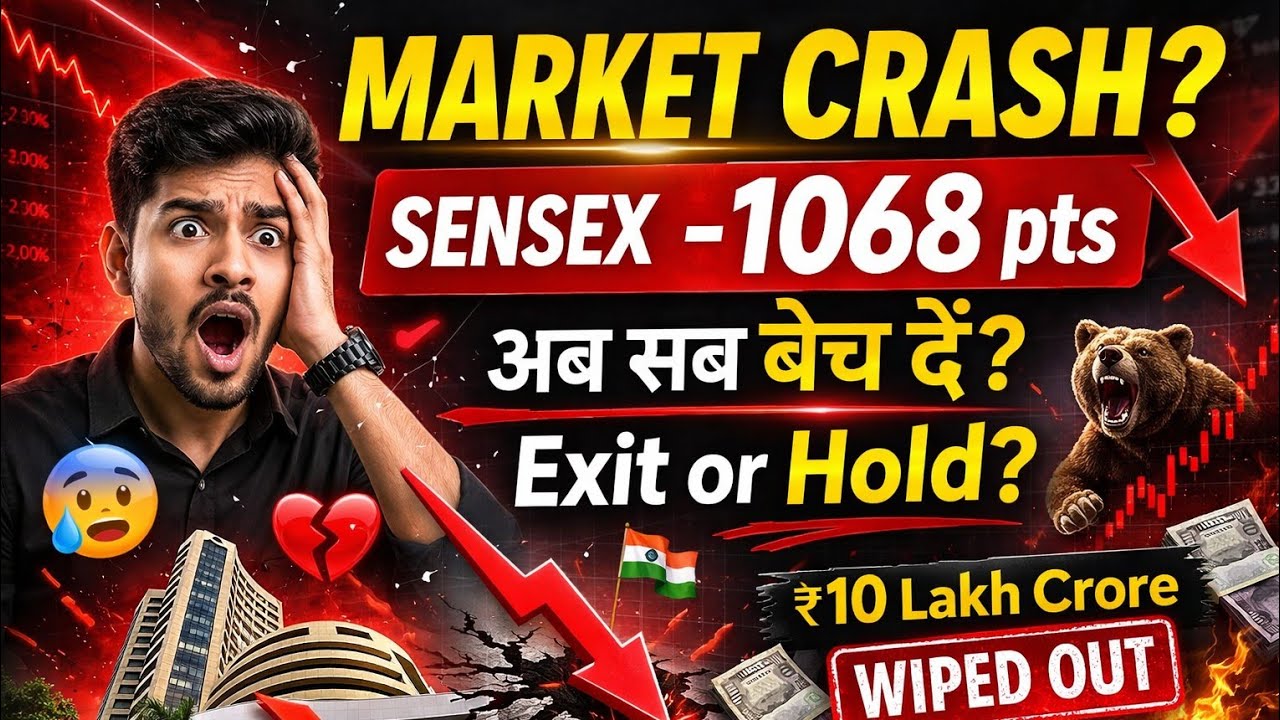 Sensex 1,000+ Points DOWN! 📉 क्या ये Market Crash की शुरुआत है? (5 Reasons Why)