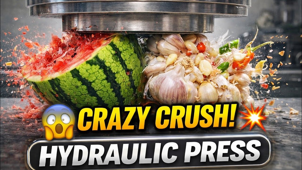 Hydraulic Press vs Watermelon 🍉 & Garlic 🧄 | CRAZY Crush Explosion! 😱💥