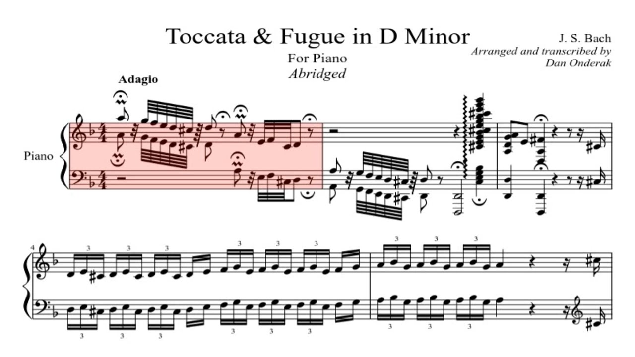 Toccata & Fugue in D Minor  Bach Piano Sheet Music