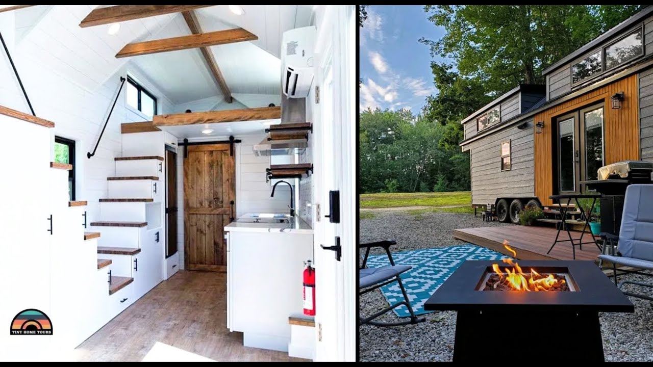 Casa pequeña de 28 pies con cocina de chef + escaleras dobles