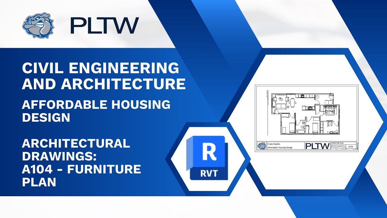 PLTW CEA - Revit 2026 - Проектирование доступного жилья. Архитектурные чертежи: A104 - План расст...