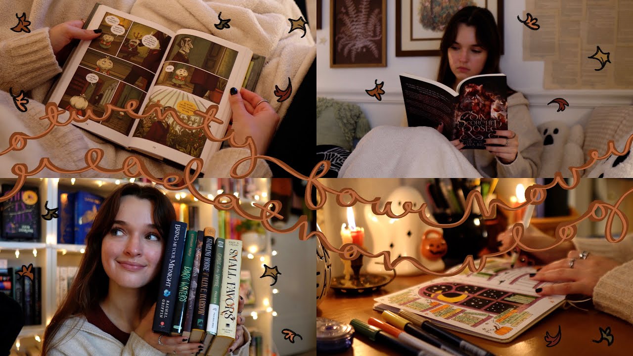 24 HOUR READATHON | a cozy day of reading 5 spooky books🕯️