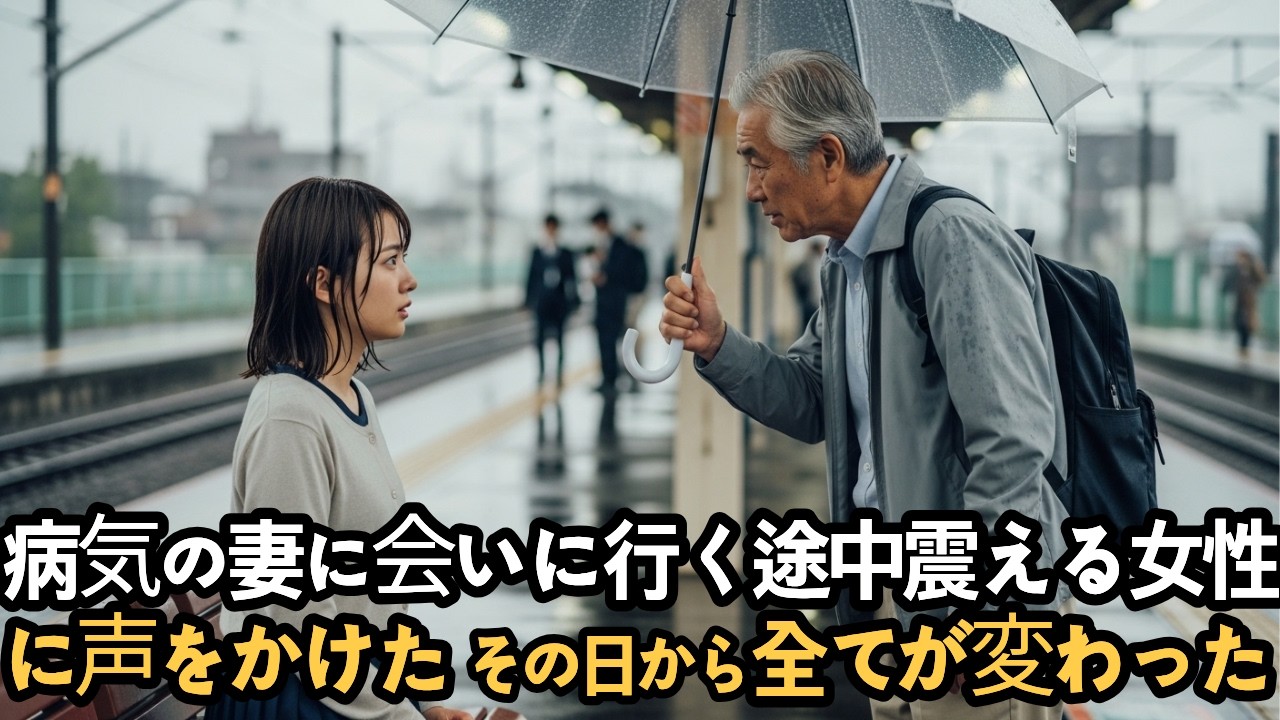 雨の日の駅で震える女性に声をかけた68歳の男→その出会いが、家族の未来を変えた。