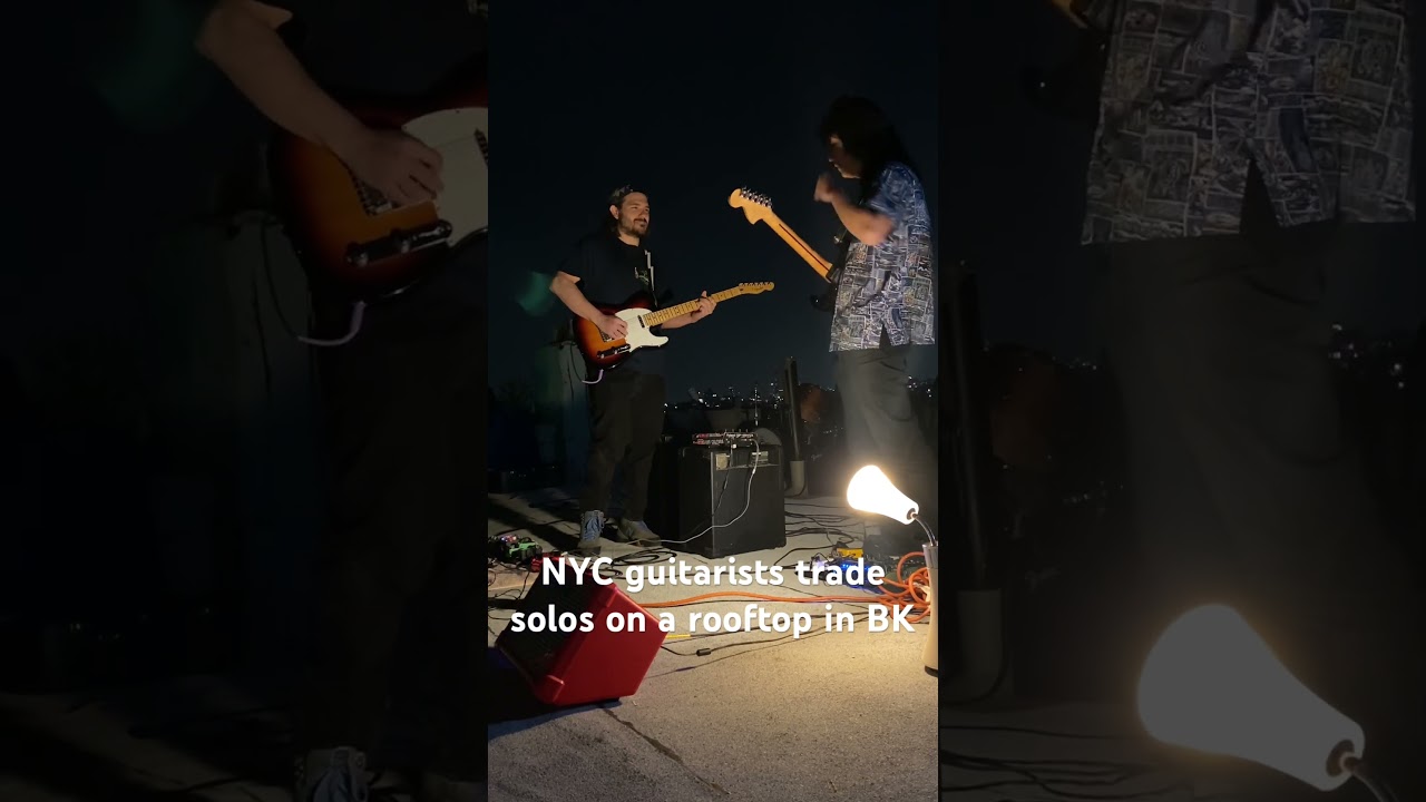 NYC guitarists trade awesome guitar solos on a rooftop in Bushwick Brooklyn #guitarsolo #nyc #guitar