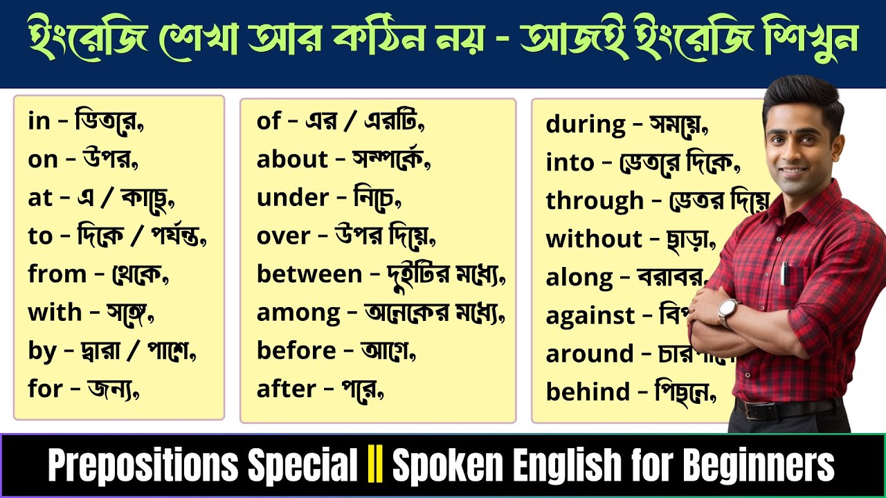 ইংরেজি শিখুন সহজ উপায়ে | Prepositions Special | Spoken English for Beginners
