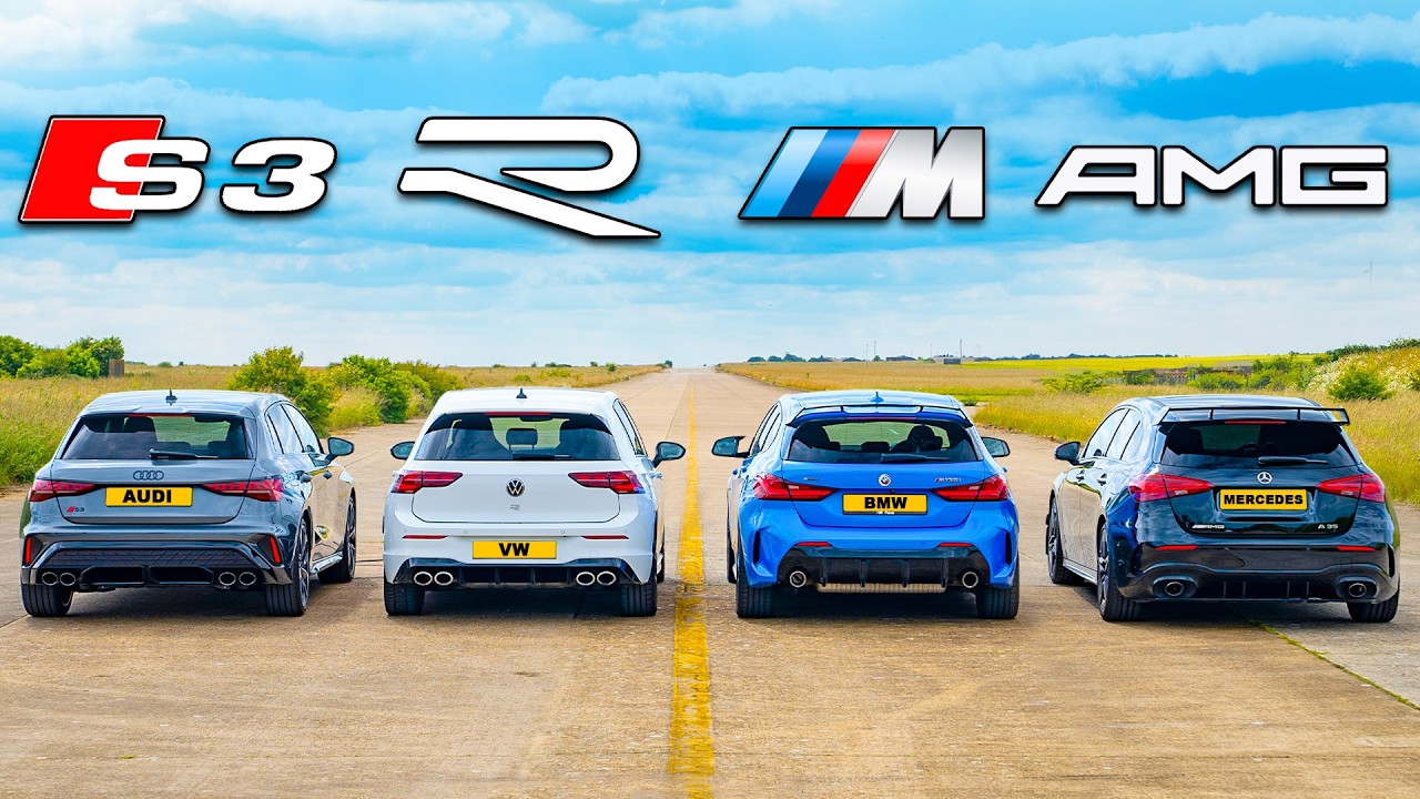 Audi S3 vs BMW M135i vs AMG A35 vs VW Golf R: DRAG RACE