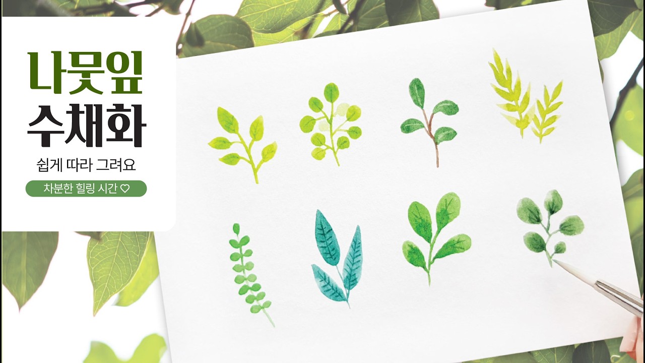 (Eng) 수채화 나뭇잎 8가지 그리기 / 8 kinds of Leaves in Watercolour for beginners
