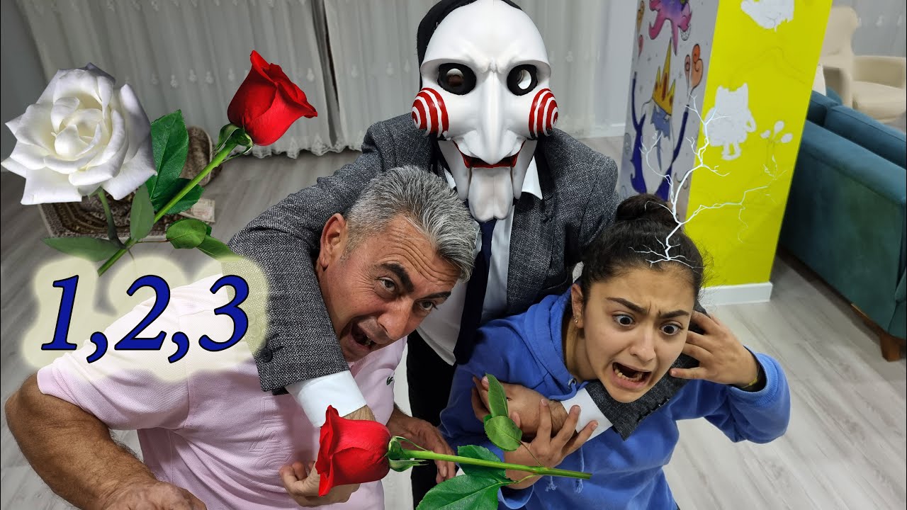MASKELİ İLE Squid GAME BEYAZ GÜL KIRMIZI GÜL OYUNU / DAVUL ZURNA 1 2 3