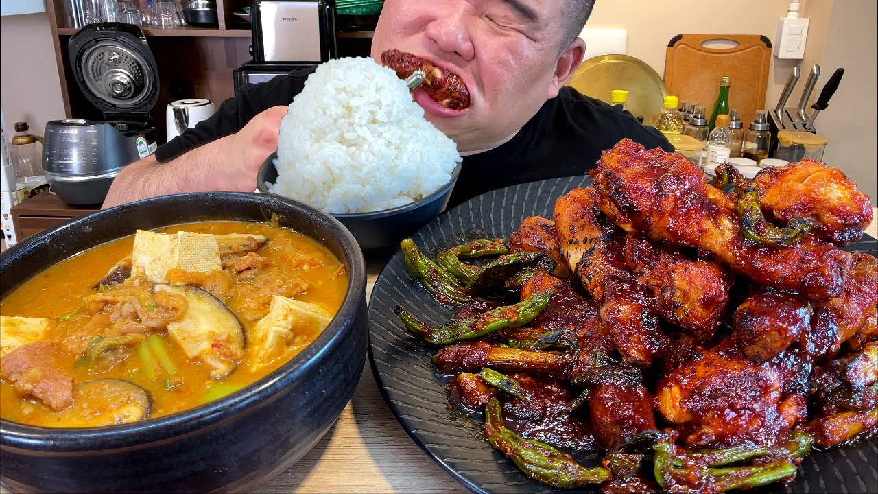 녹진한 청국장 + 고추장 닭다리쪼림.. 그런데 이제.. 꽈리를 곁들인.. 한식요리먹방 MUKBANG