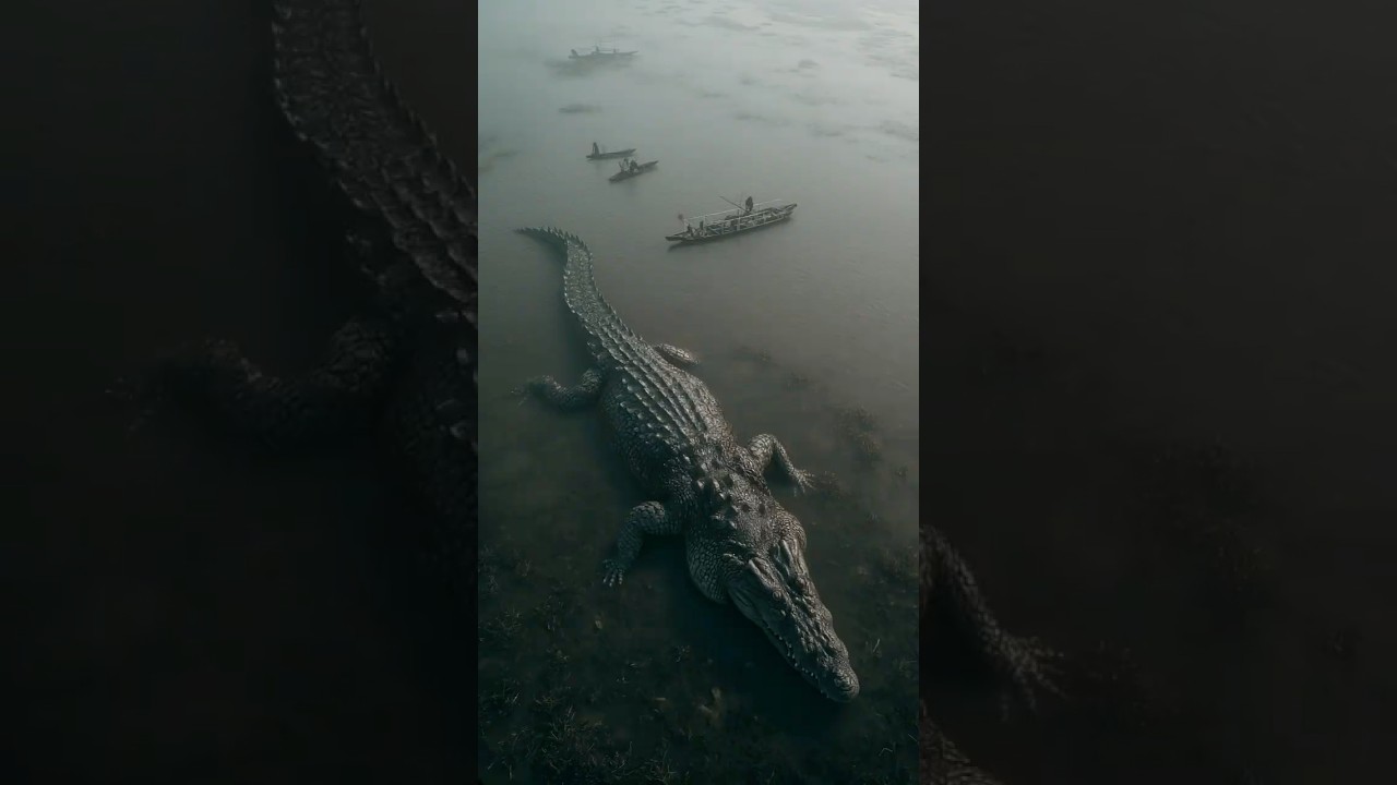 Helicopter Footage Shows Colossal Crocodile in Congo River