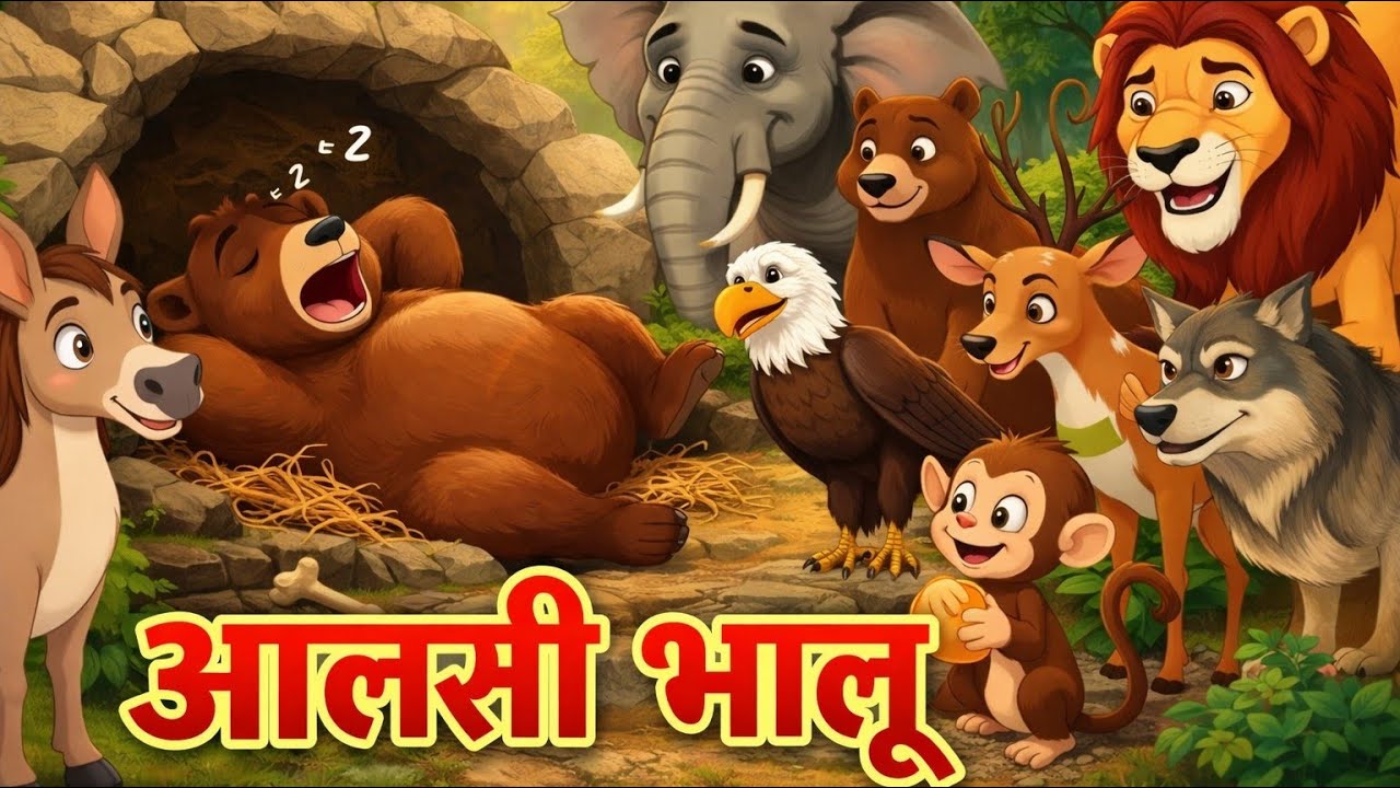 आलसी भालू|Aalsi bhalu|cartoon moral story|Cartoon hindi kahaniyan|Cartoon jungle Adventure.