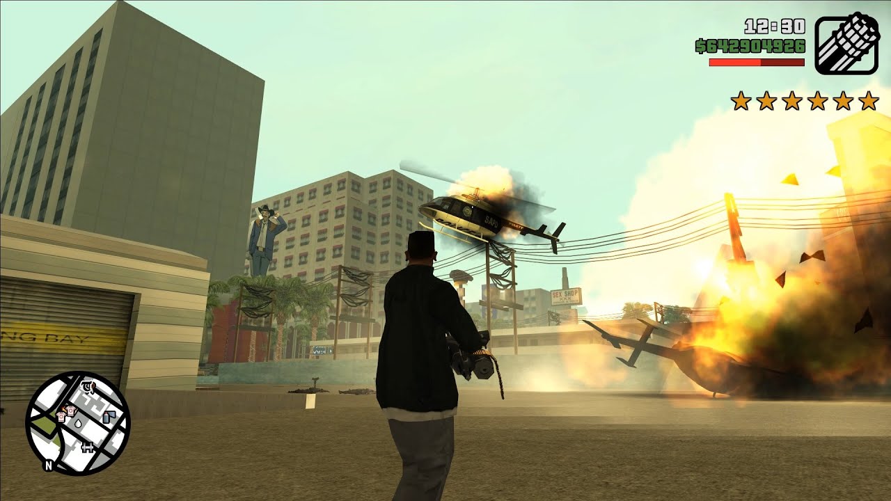 GTA San Andreas Minigun Rampage 6 Stars Wanted Level Escape