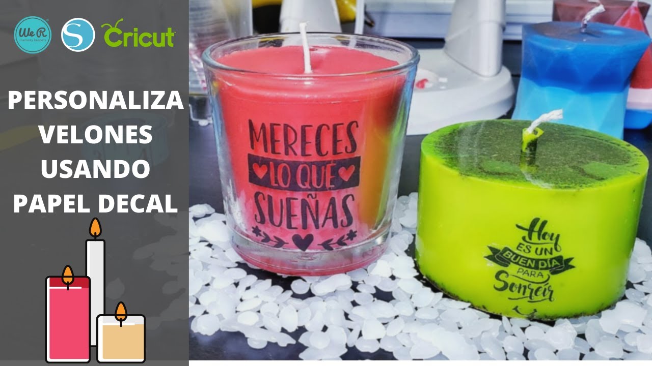😲 Personalizando velones con PAPEL DECAL | Puedes usar CRICUT - SILHOUETTE CAMEO o TIJERAS | DIY