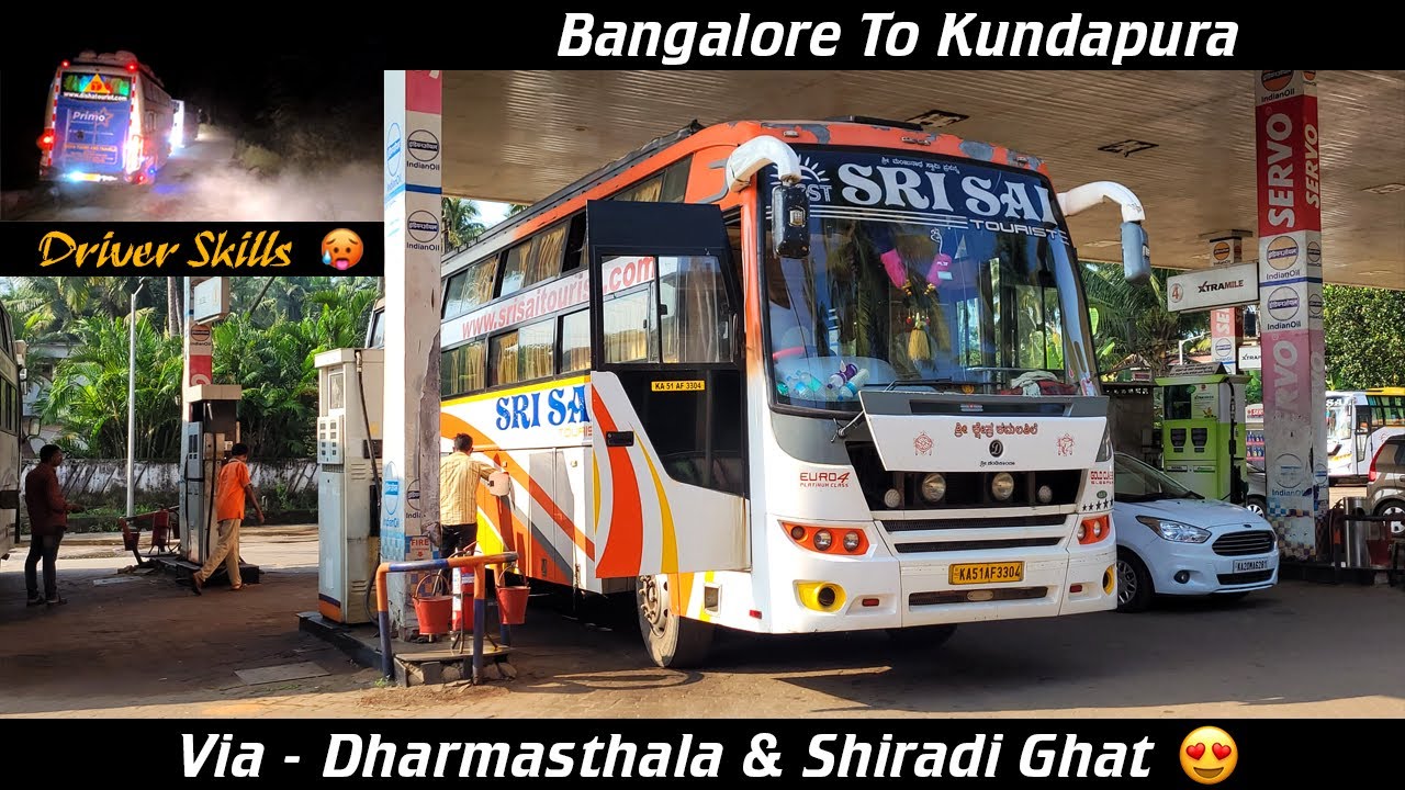 Bangalore to Kundapura Bus Vlog via Dharmasthala | Shiradi Ghat | Sri Sai Tourist | CABIN RIDE