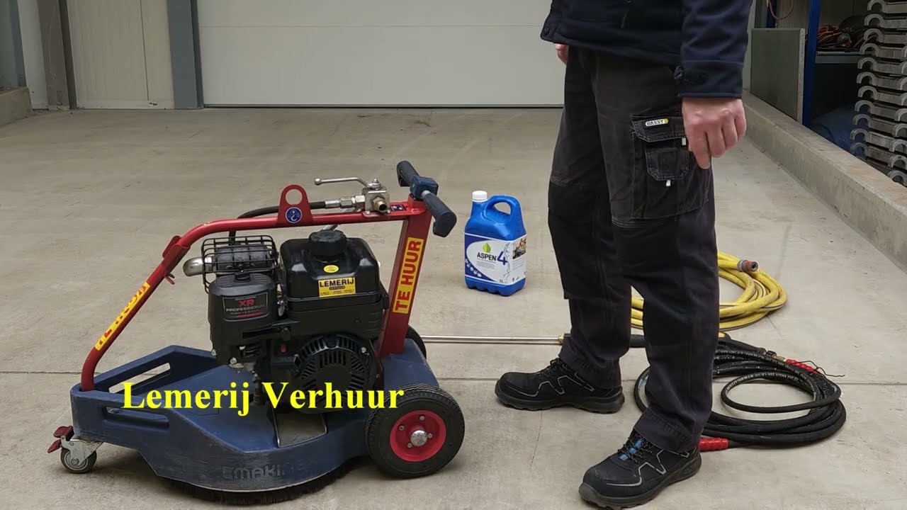 Uitleg instructie. Terrasreiniger benzine 150 bar, werkbreedte 45 cm