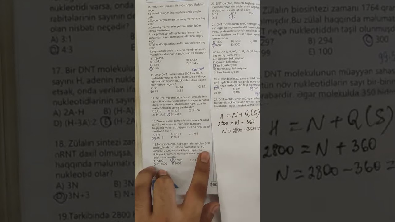Taim test toplusu. Biokimya 15-25-ci sualların izahı