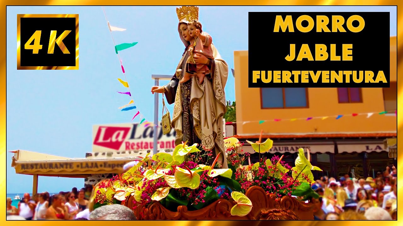 [4K] Morro Jable (Fuerteventura) | Procesión de la Virgen del Carmen y llegada al Océano Atlántico