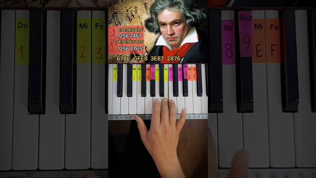 PARA ELISA de BEETHOVEN (PIANO TUTORIAL) F&uuml;r Elise EASY Piano F&aacute;cil Con N&uacute;meros