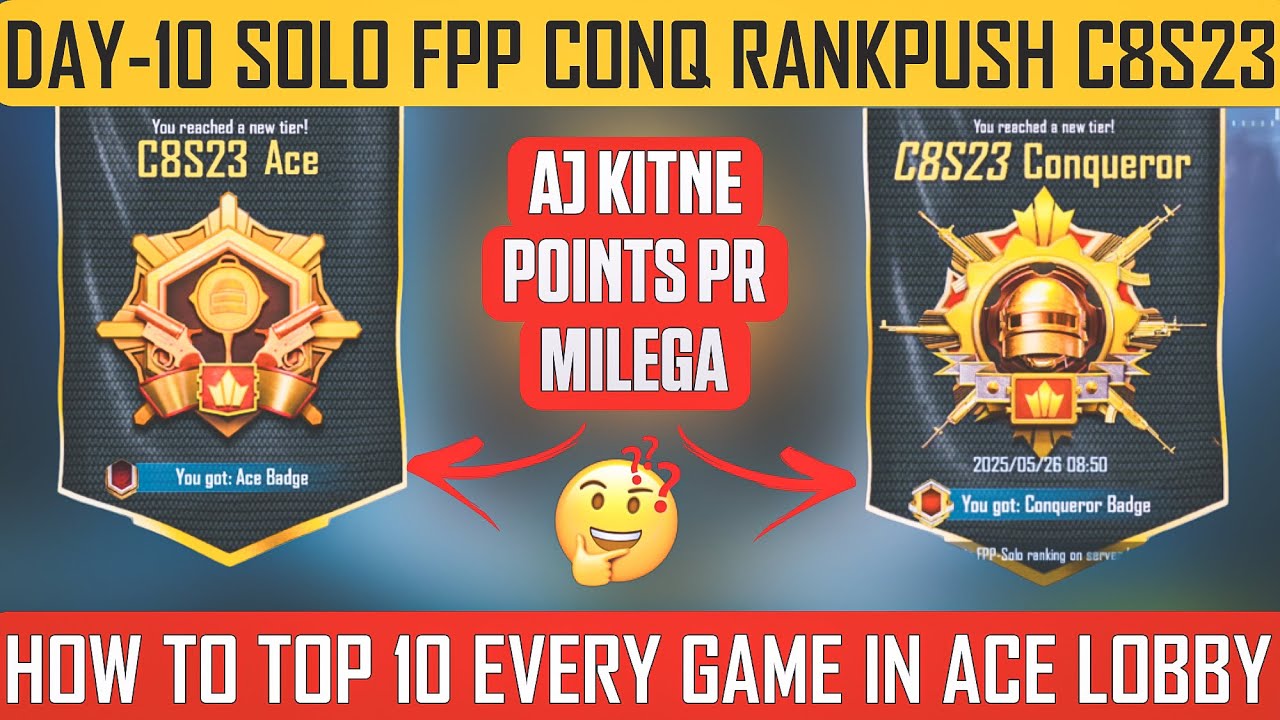 FPP SOLO : DAY-10 Crown to conqueror tips & tricks | Solo fpp conqueror tips | Solo fpp rankpush