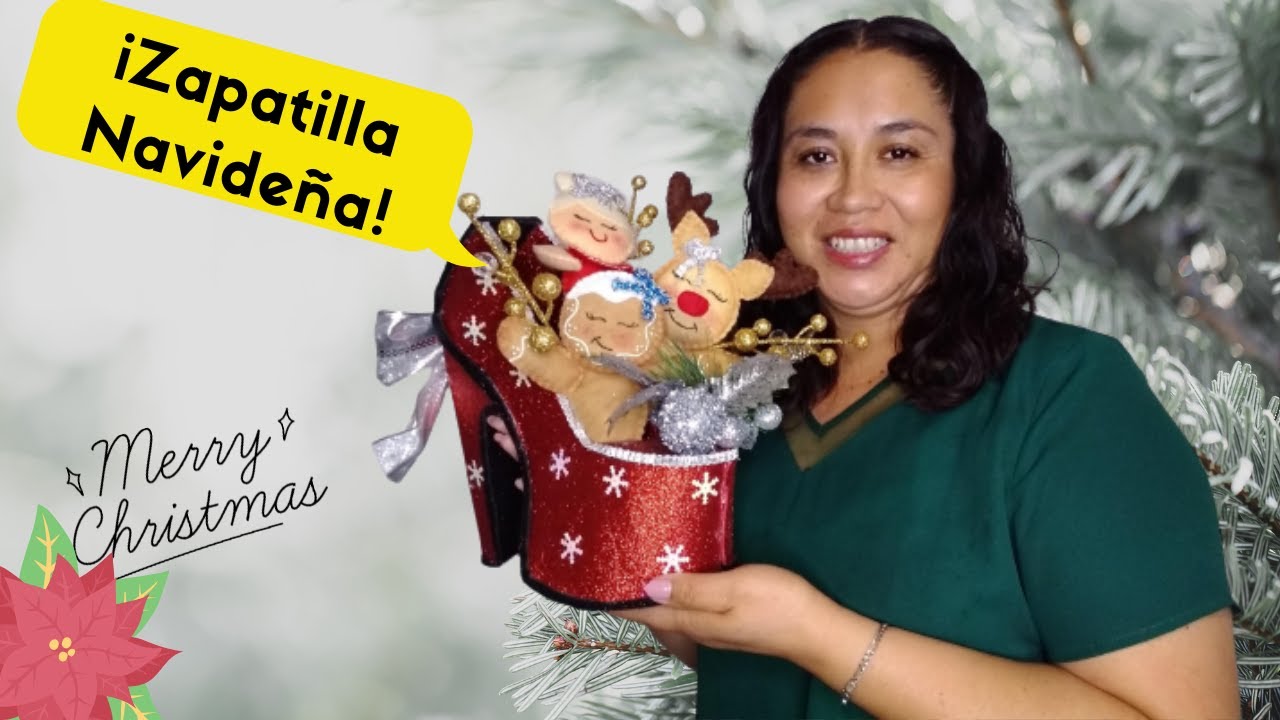 Tendencia 🎄Como hacer una zapatilla navideña 👠 | personajes navideños | con moldes incluidos