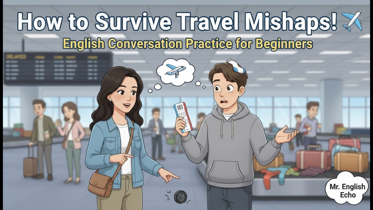 How to Survive Travel Mishaps! ✈️ | English Conversation Practice for Beginners | Mr. English Echo