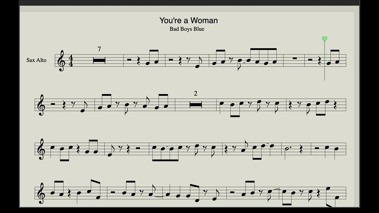 Bad Boys Blue - You're A Woman (Sheet Music & Backing Track for Saxophone Alto) Original