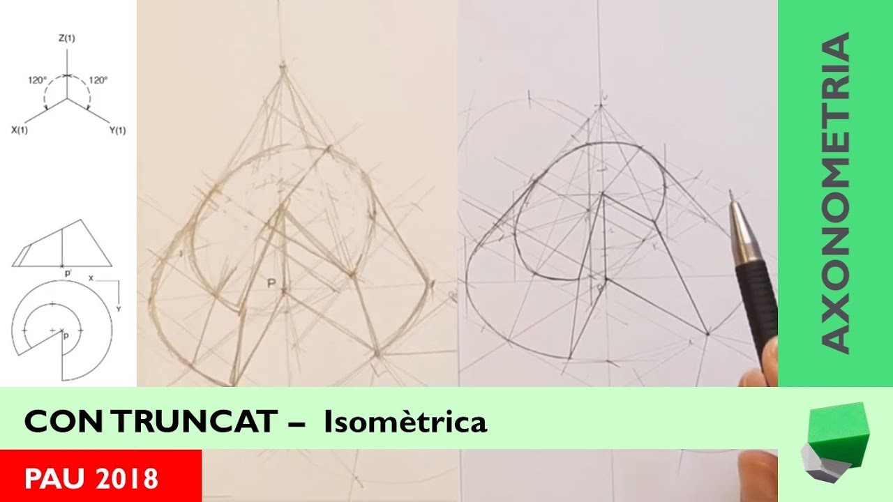 Perspectiva axonomètrica ISOMÈTRICA - CON trucat per pla projectant vertical -  PAU 2018