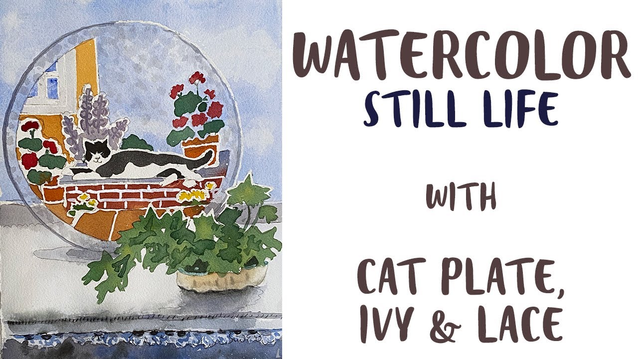 Watercolor Still Life Tutorial - How To Paint Shadows and Simplify Foliage in Watercolor