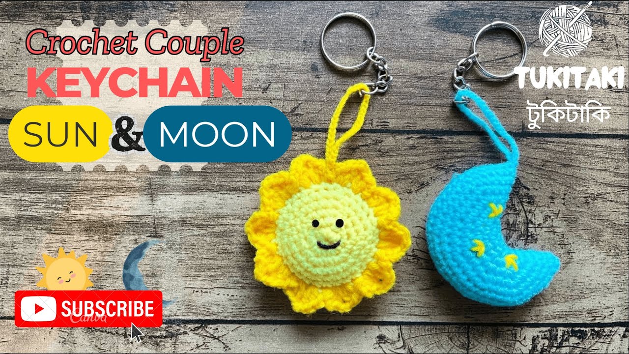 How to Crochet Sun and Moon Couple Keychains | Easy Matching Keychain Tutorial | #tukitakicrochet