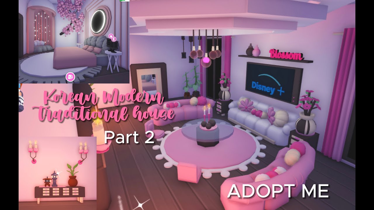 Korean House Aesthetic Living Room and Sakura Bed Room Part 2 (Speed Build)Adopt Me Roblox