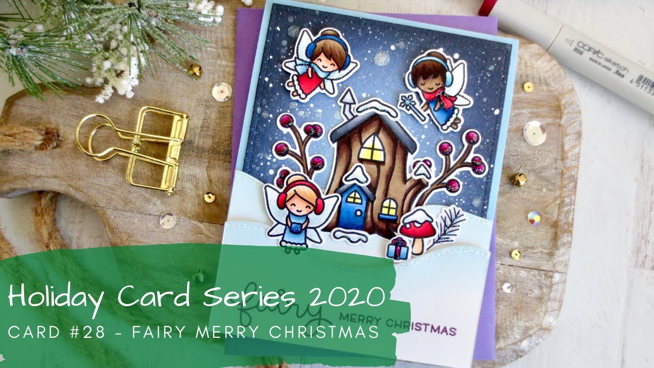 Holiday Card Series 2020 #28 | Copic Coloring a Frosty Fairy Scene | Lawn Fawn