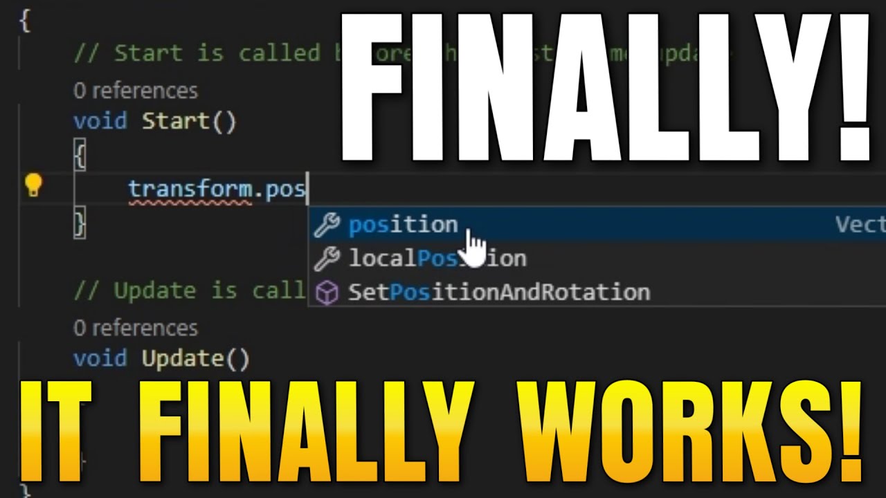 Исправление автозаполнения IntelliSense в Visual Studio Code Unity (РЕАЛЬНО работающее решение)
