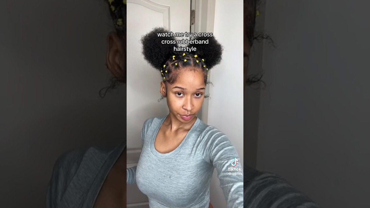Easy Rubber Band Hairstyle On Natural Hair 💗 #shorts #hairstyles #naturalhairstyles