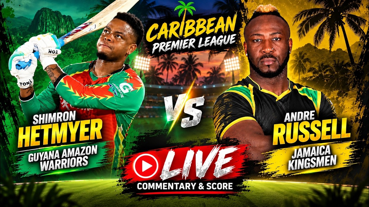 🔴 GAW vs JAK LIVE | Guyana Amazon Warriors vs Jamaica Kingsmen | CPL 2026 Live Commentary & Score