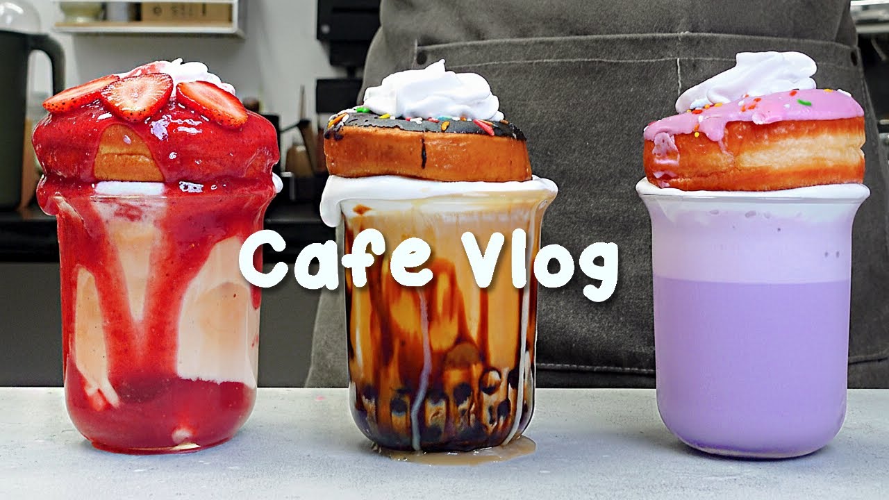 💜2026 at My Cafe Shop/도넛 올린 라떼 비주얼에 심쿵🍩지치고 힘들 땐 음료 ASMR로 힐링해요/카페브이로그/Cafe Vlog/ASMR/Tasty Coffee