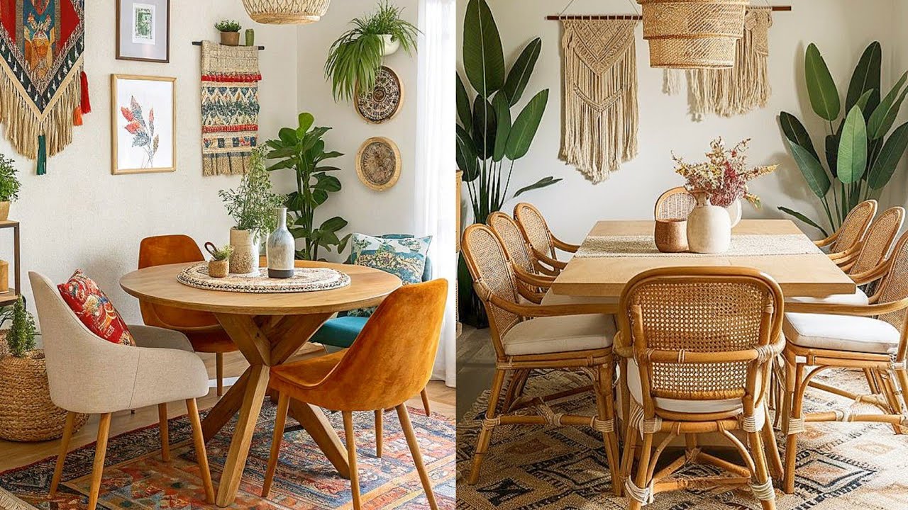 Modern Boho Dining Room Design Trends 2025 Bohemian Interior Design& Stylish Boho Dining Table Ideas