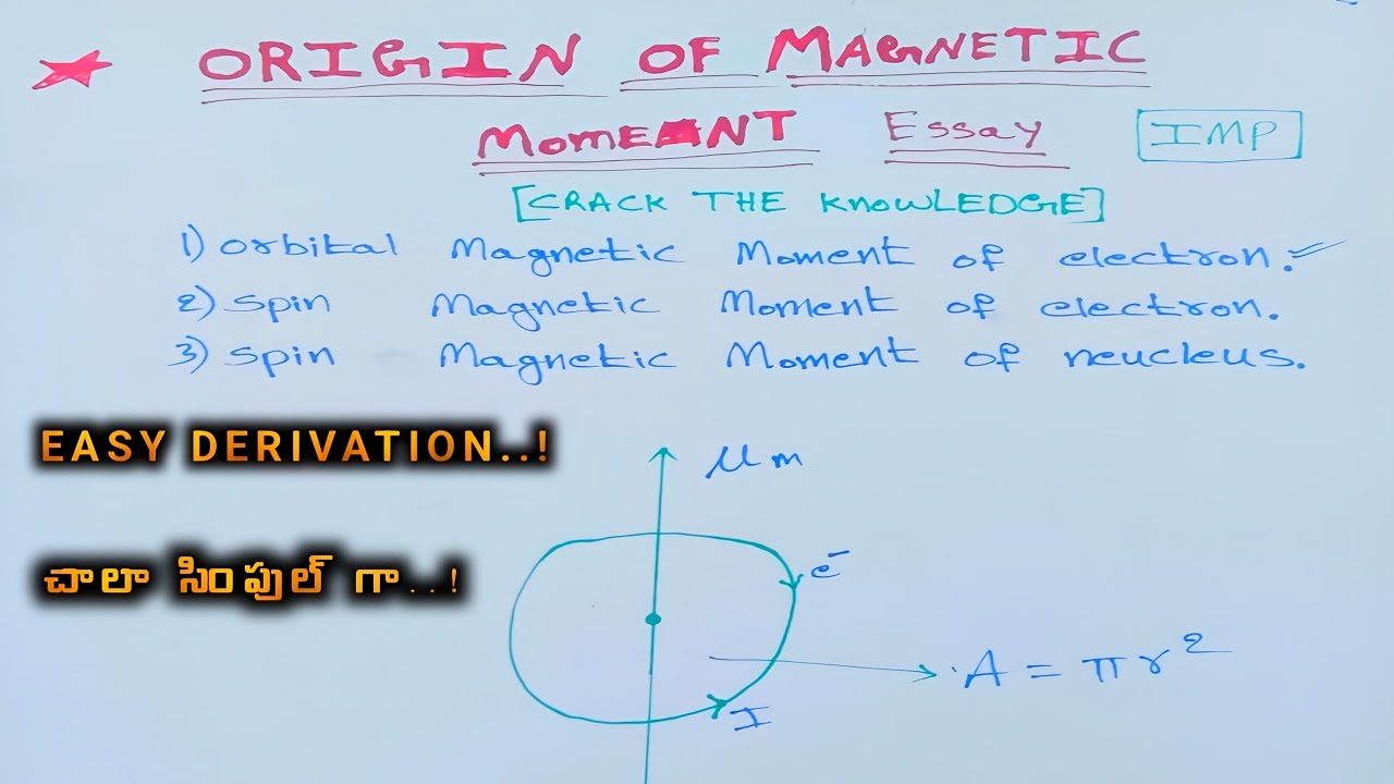 origin of magnetic moment essay explanation telugu , btech classes important questions #viral 