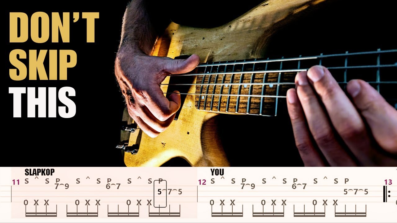 BEGINNER/INTERMEDIATE SLAP BASS EXERCISE, with build-up to the full riff